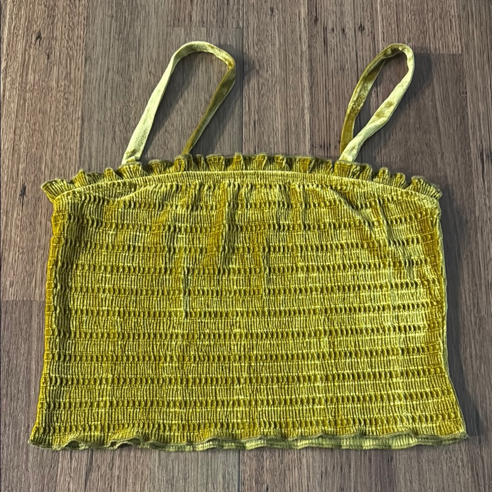 Yellow Smocked Crop Top